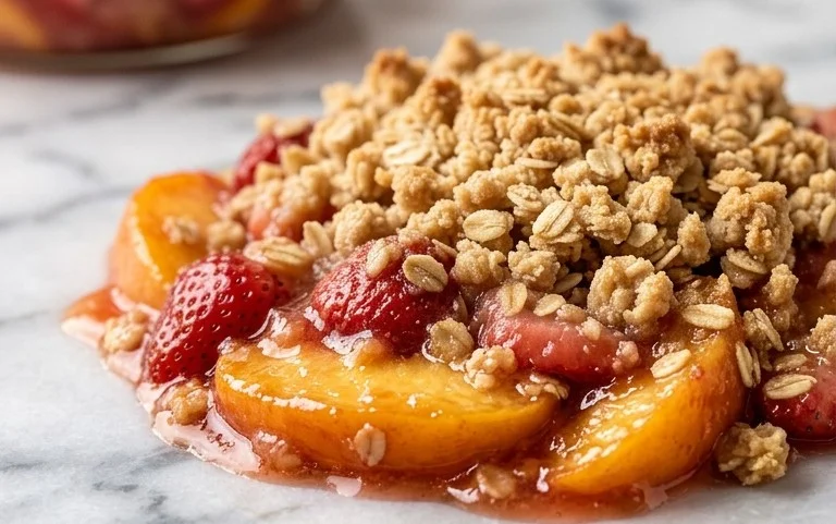 Easy Peach Strawberry Crisp Summer Dessert