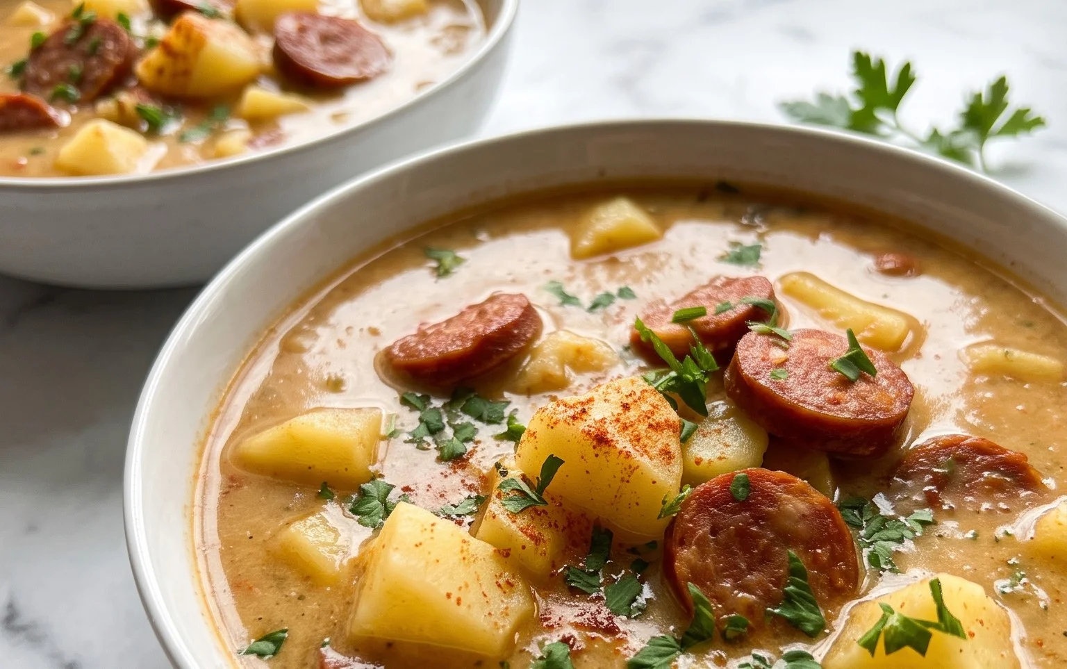 Hearty Spanish Potato Soup with Beef Beef Chorizo