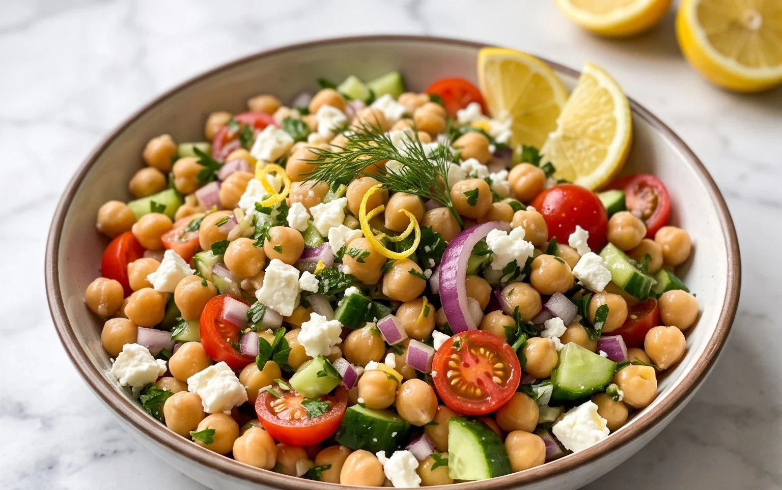 Easy Lemony Chickpea Feta Salad Gluten Free